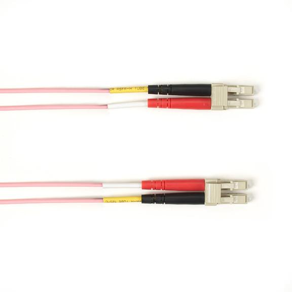 COLORED FIBER OM3 50/125 MULTIMODE FIBER OPTIC PATCH CABLE - LSZH, LC-LC, PINK, 30-M (98.4-FT.)